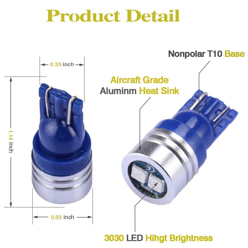 iBrightstar مصابيح LED زرقاء iBrightstar شديدة السطوع 3030 لشريحة 168 175 194 2825 W5W T10 - Image 2